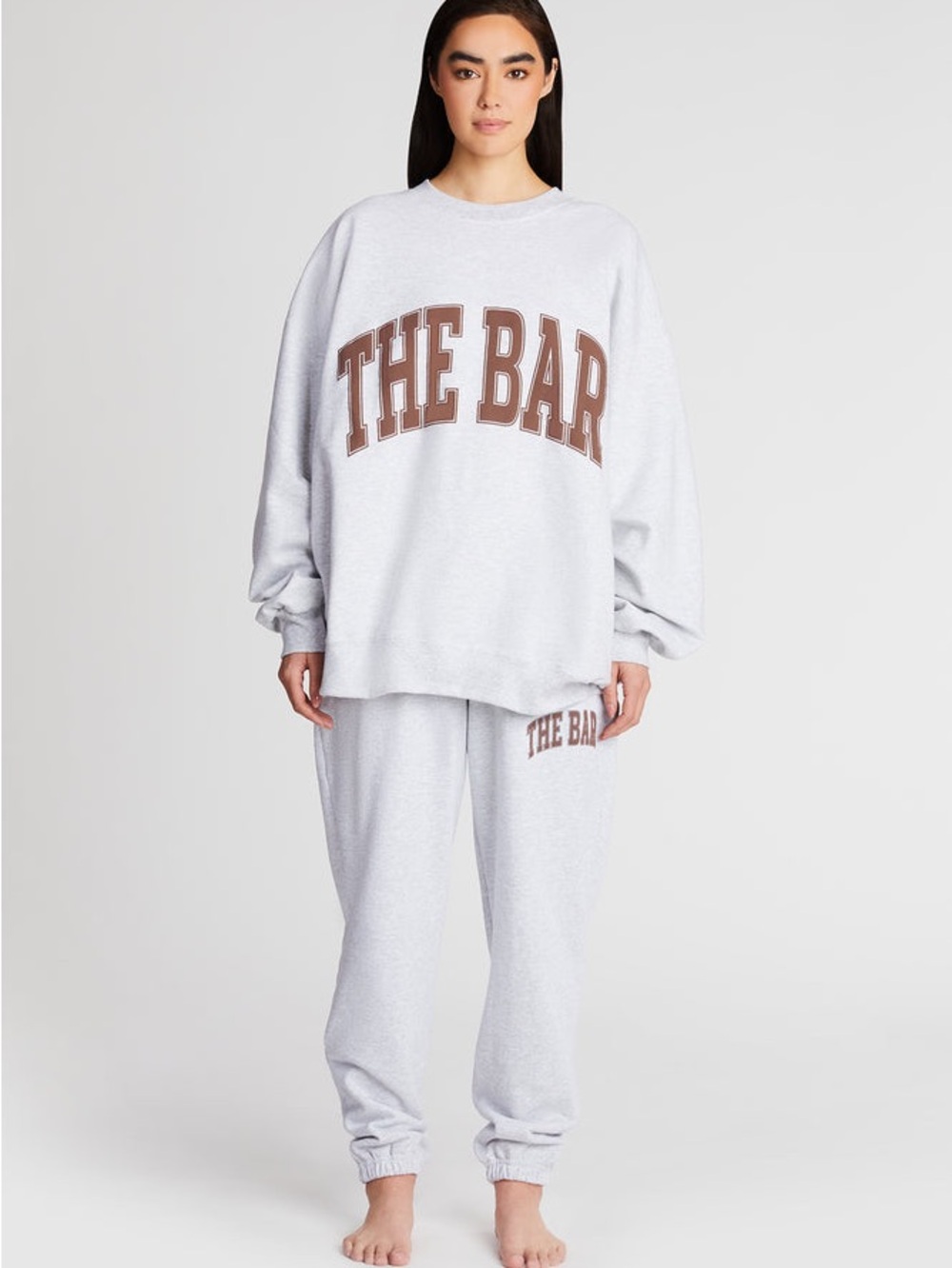 The Bar Light Gray Sweatpants with Brown Logo